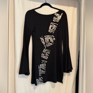 Bebe Elegant Black Geometric Women's shirt/mini dress -S